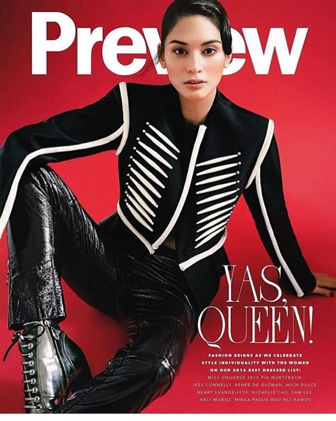 Pia Wurtzbach slaying on the cover of Preview Magazine Philippines Issue